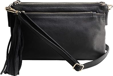 Amazon Mia Borsa 牛革 ショルダーバッグ 2way フリンジ付き レディース ブラック Mia Borsa ショルダーバッグ