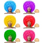 LIULIUBTY Short Bob Colors Wigs with Bangs, 6Pcs Cosplay Wig with Heart Sunglasses for Halloween Bachelor Party Decorations