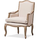 Baxton Studio Nivernais Wood Traditional French Accent Chair, Large, Brown