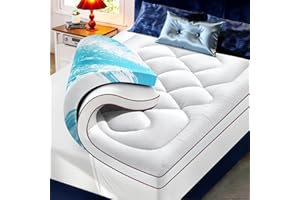 Premium Mattress Topper Queen Size,4 Inch Dual Layer (2" Gel Memory Foam + 2" Plush Pillow Top) Comfort Support, Thick Mattre