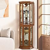 Firscook Corner Curio Cabinet, Glass Display