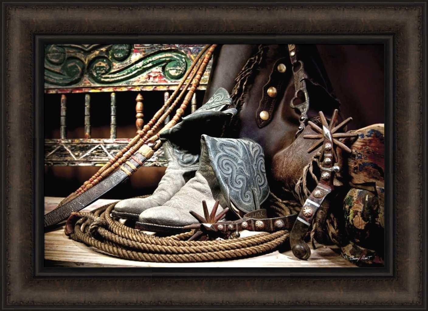 Home Cabin Décor TC's Boots and Yuma Spurs by Barry Hart