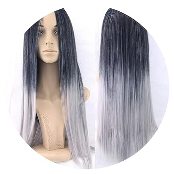 Straight Black To Gray Ombre Hair Piece Heat Amazon Com