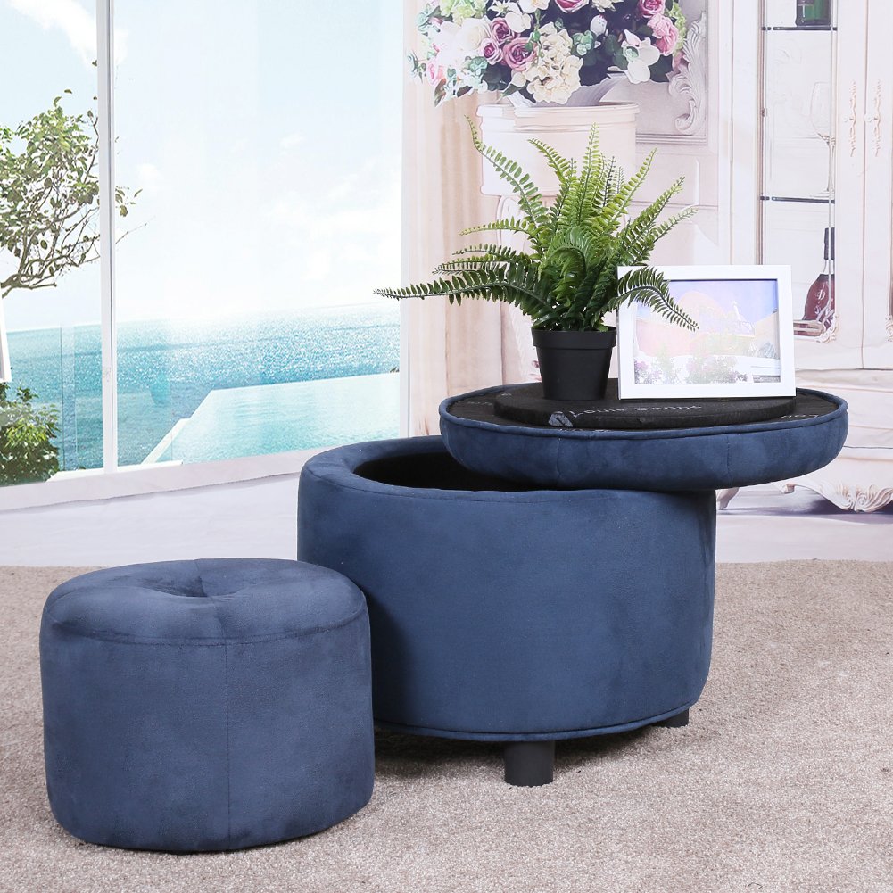 Best long storage ottoman blue