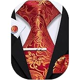 YOHOWA Mens Ties Set Wedding Paisley Neckties with Handkerchief Cufflinks Formal Business
