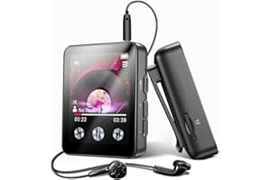 EAKKOR 128GB Mini MP3 Player with Bluetooth 5.3,Portable Music Player for Kids with Clip,HiFi Sound,Voice Recorder,E-Book,Built-in HD Speaker,Digital Audio Player for Sport with Earphones & Screen Protector