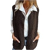 Floerns Women's Fuzzy Fleece Vest Button Down Fall Sherpa Jacket Outerwear with Pocket