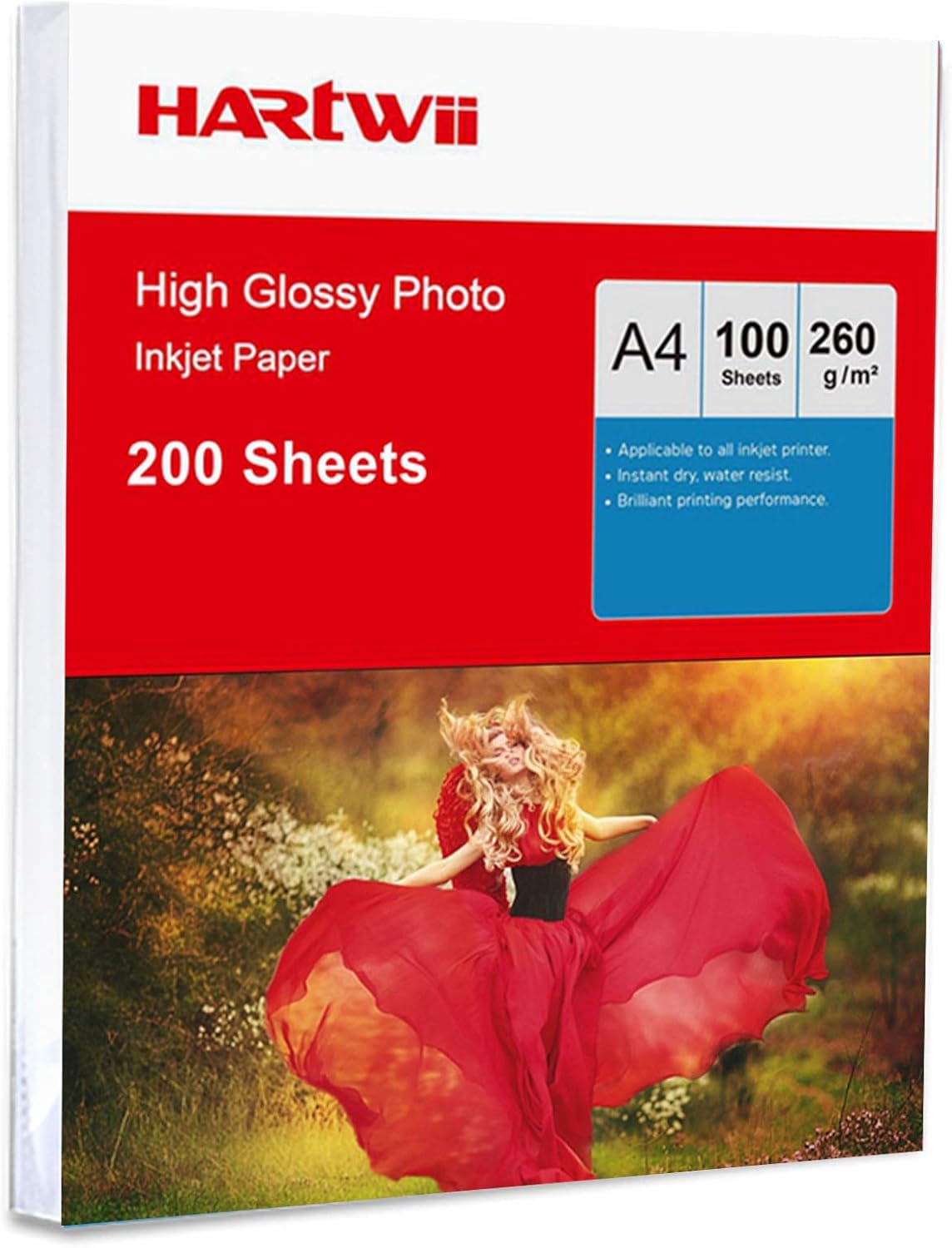 Hartwii 200 Sheets A4 High Glossy White Photo Paper Inkjet Printing