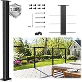 Zylorix 1 Pack 36" Modular Swageless Cable Railing Level Post for Decks | Level Drilled, T304 Stainless Steel, 35"x2"x2" Wire Railing Post for Deck Porch Cable Railing System, Black, Outdoor Finish