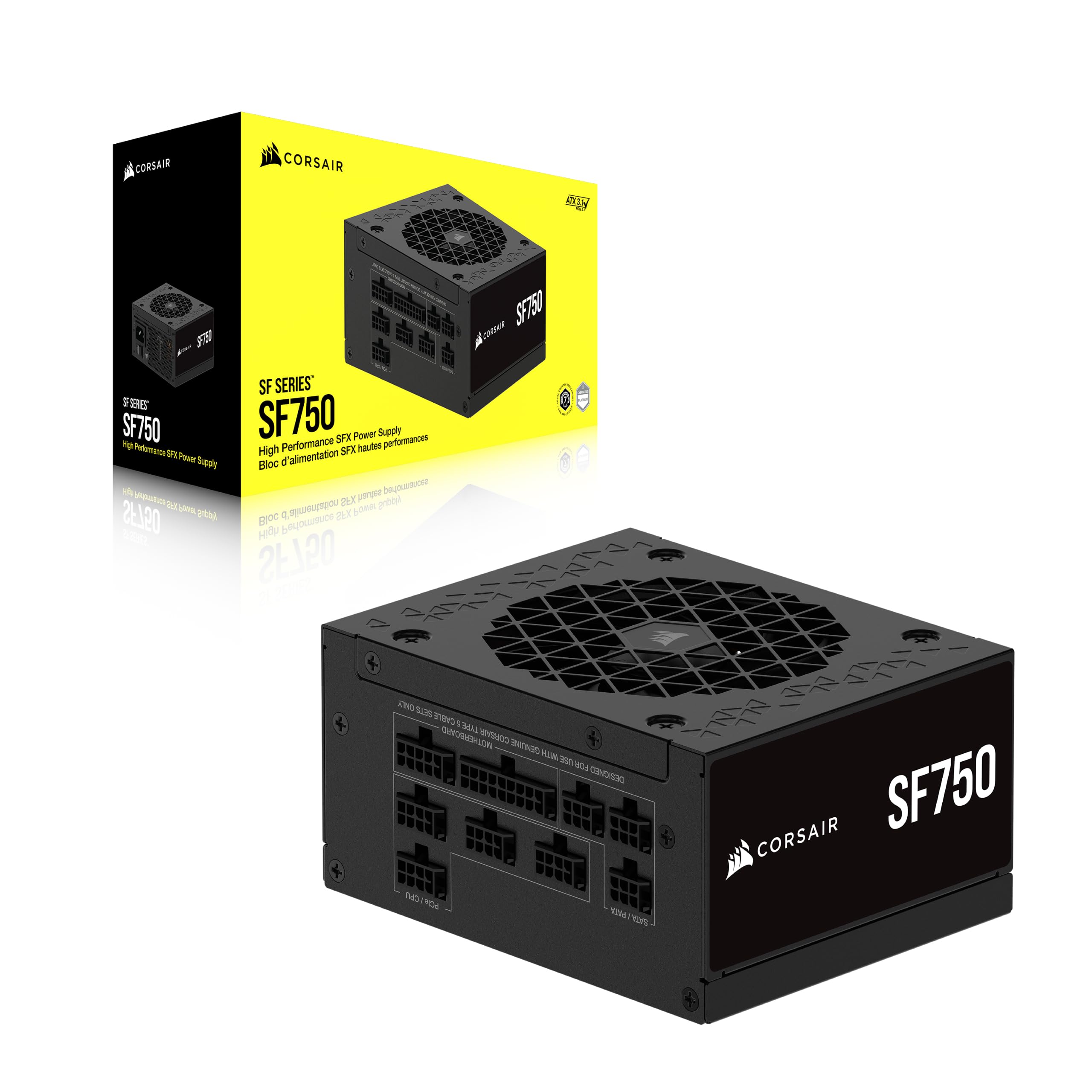 Corsair SF750 (2024) Fully Modular Low Noise 80 Plus Platinum ATX Power Supply – 3.1 Compliant – PCIe 5.1 Ready – SFX-to-ATX Bracket Included – Black