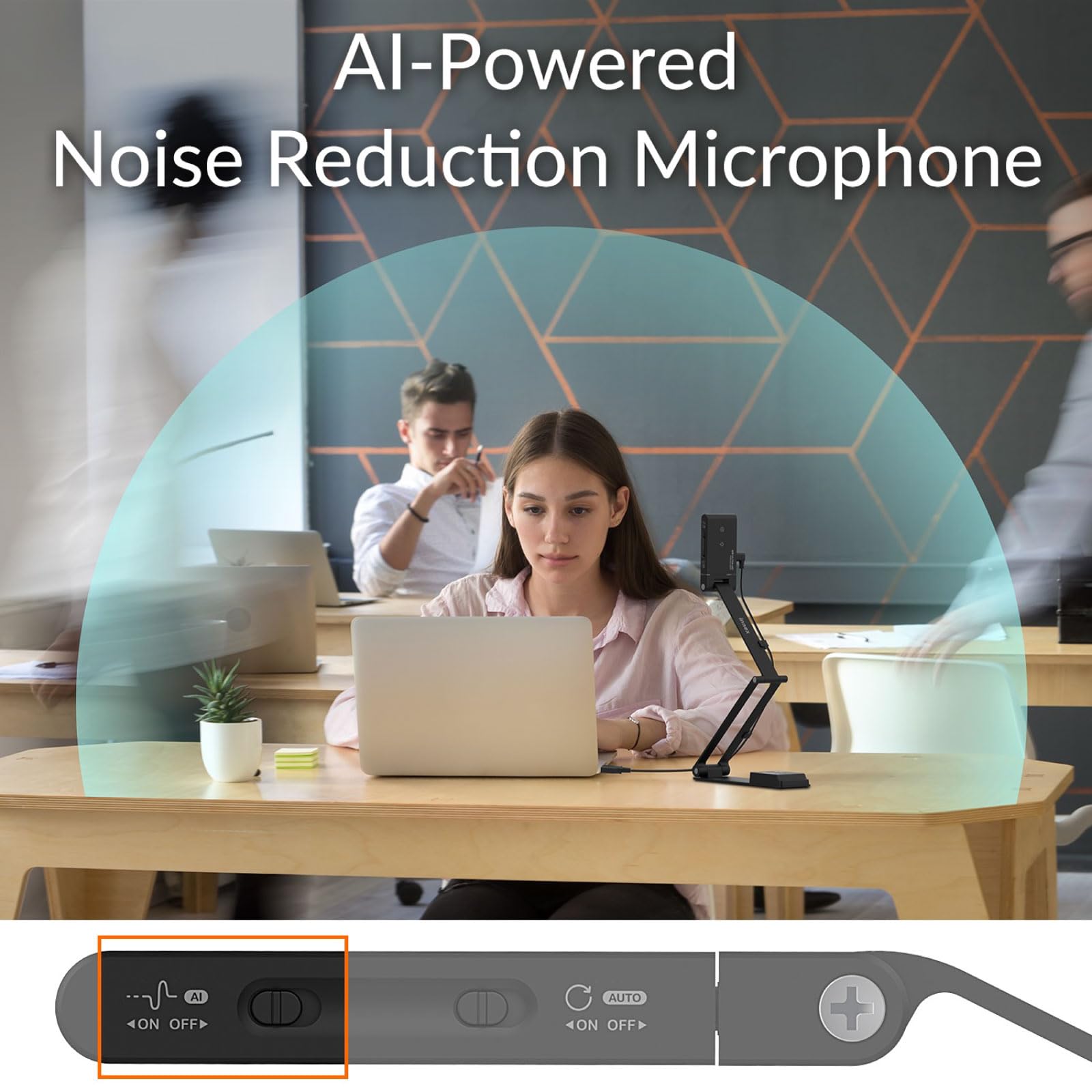 Innex DC500 13MP 4K USB Document Camera, Webcam & Scanner, 3-in-1, 13MP, Noise-Cancelling Mic, Dual Autofocus, Auto Flip, Built-in LED lamp, OCR, Win, Mac, Chromebook, Distance Education, Meetings