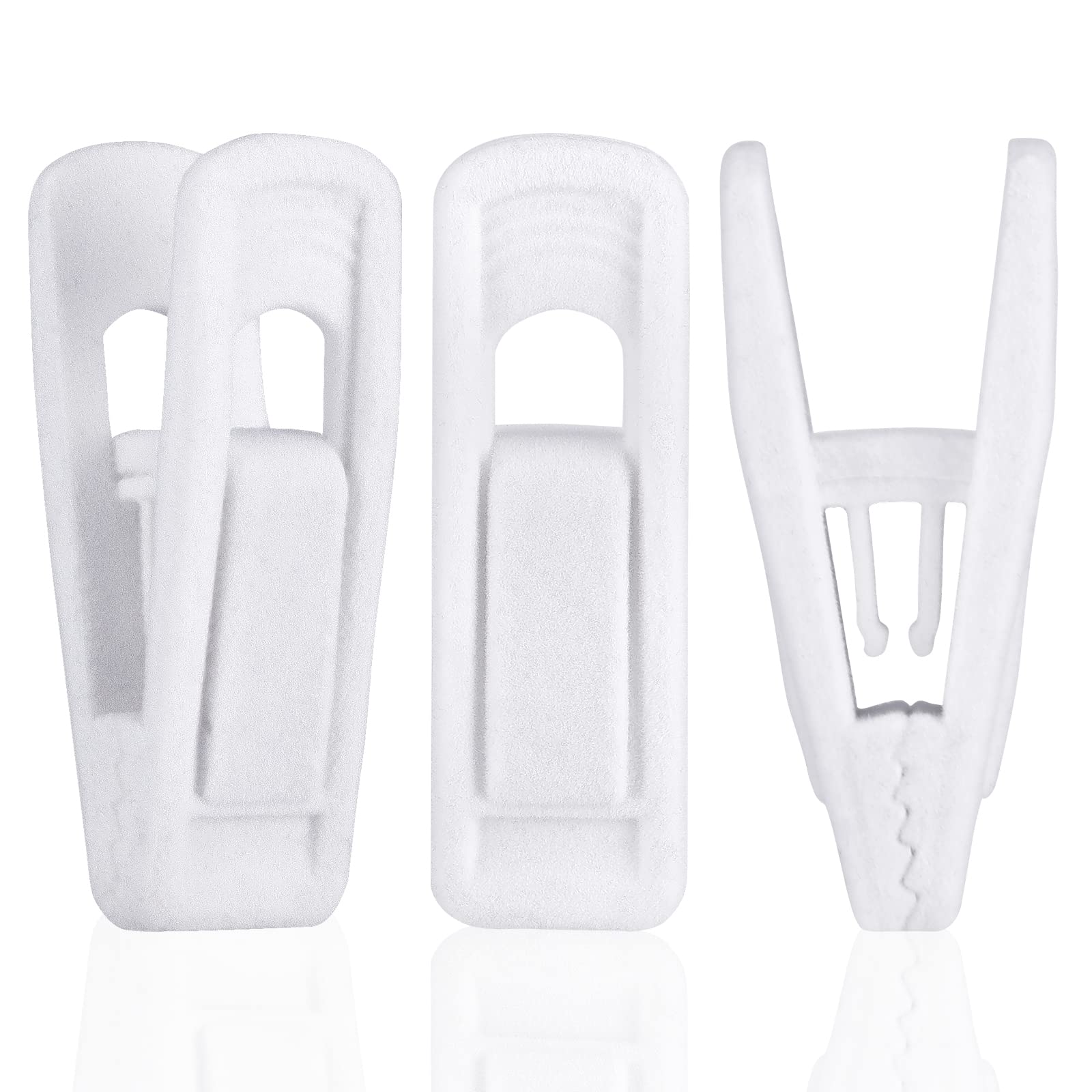Tinfol White Velvet Hanger Clips, 24 Pack Pants Hangers Clips, Non-Slip Flocked Finger Clothes Clips Perfect for Thin Velvet Hangers