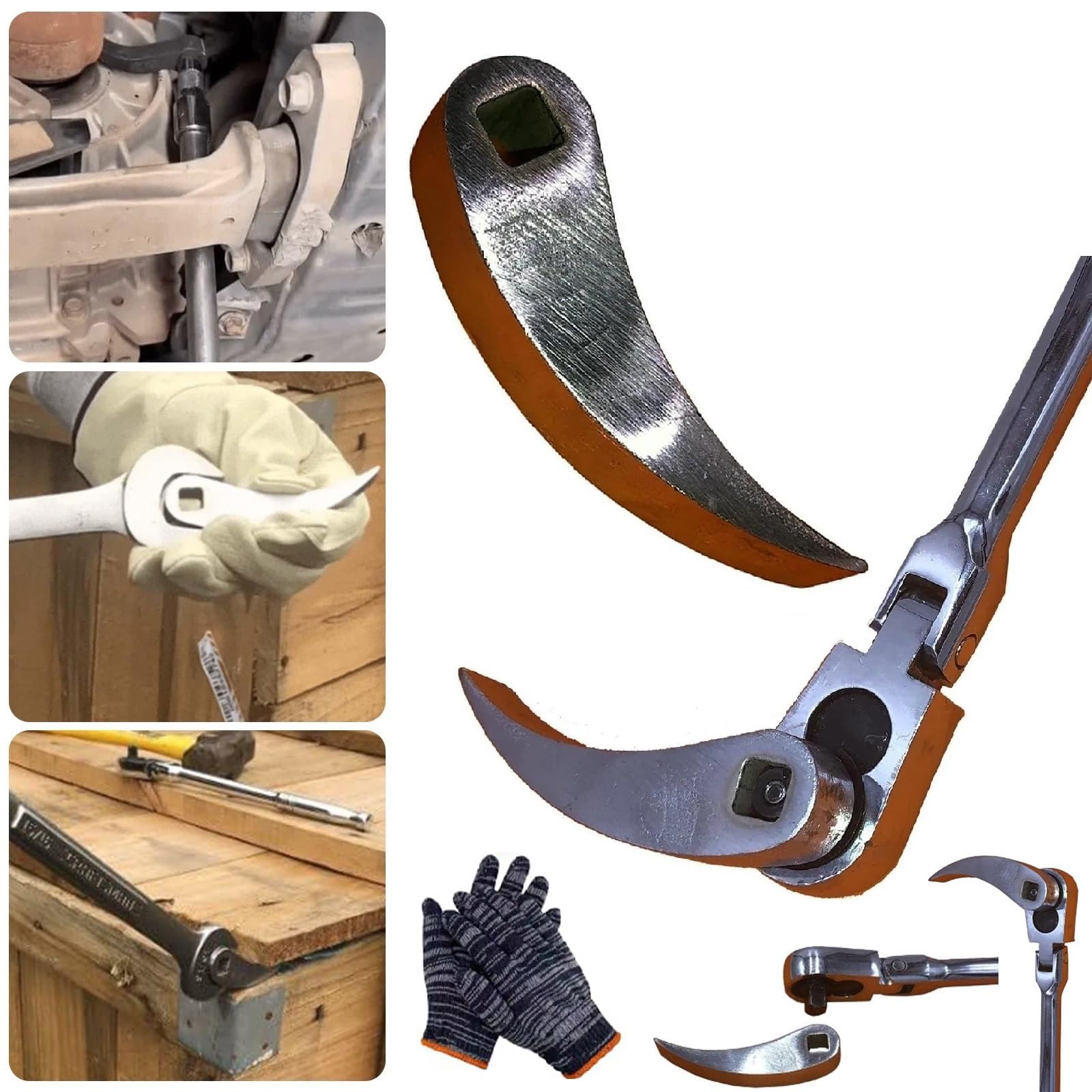 Crowbar Adapter Head Tools,Crowbar Adapter Head,Crow Bar Adapter, Angle Head Drop Forged Steel Adjustable Pry Bar Fits 3/8”Ratchet Pry Bar Set, 3.75"x.6" Ultra Compact Pry Bar,Leverage Design (1 PCS)