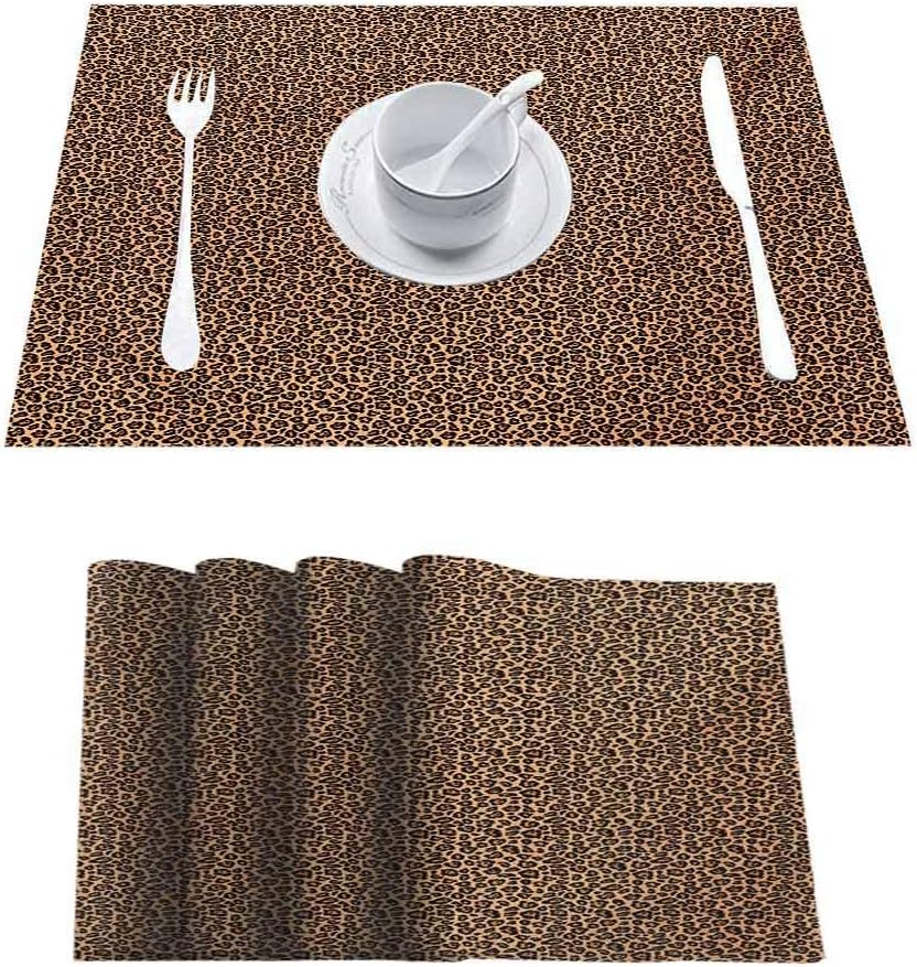 L'sWOW Durable Kitchen Table Mats Placemat, Leopard Print Leopard
