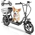 Caroma Peak 1200W Electric Scooter with Seat, 14" Fat Tire Electric Scooter Adults, 500Wh Battery up to 30 Miles&20MPH, Foldable Adult Electric Scooter for Commuting with Basket&Shock Absorbing