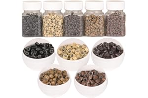 GOTDYA 2500pcs 5mm Hair Extentions Beads, Silicone Lined Micro Rings Links, I Tip Weft Sew in and Hair Tinsel Beads for Hair Extensions,Multi-colored