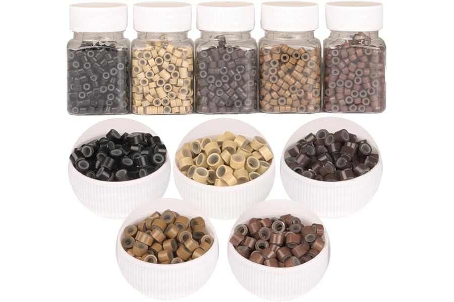 GOTDYA 2500pcs 5mm Hair Extentions Beads, Silicone Lined Micro Rings Links, I Tip Weft Sew in and Hair Tinsel Beads for Hair Extensions,Multi-colored