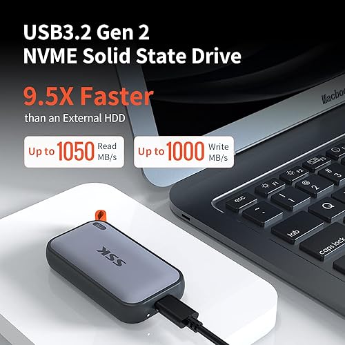 SSK Portable SSD 2TB External Solid State Drives, up to 1050MB/s