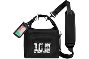 MORXPLOR Dry Bag Waterproof,5L/10L/20L/30L Roll Top Dry Bag Backpack with WaterProof Phone Case for Swim,Kayak(Black 10L)