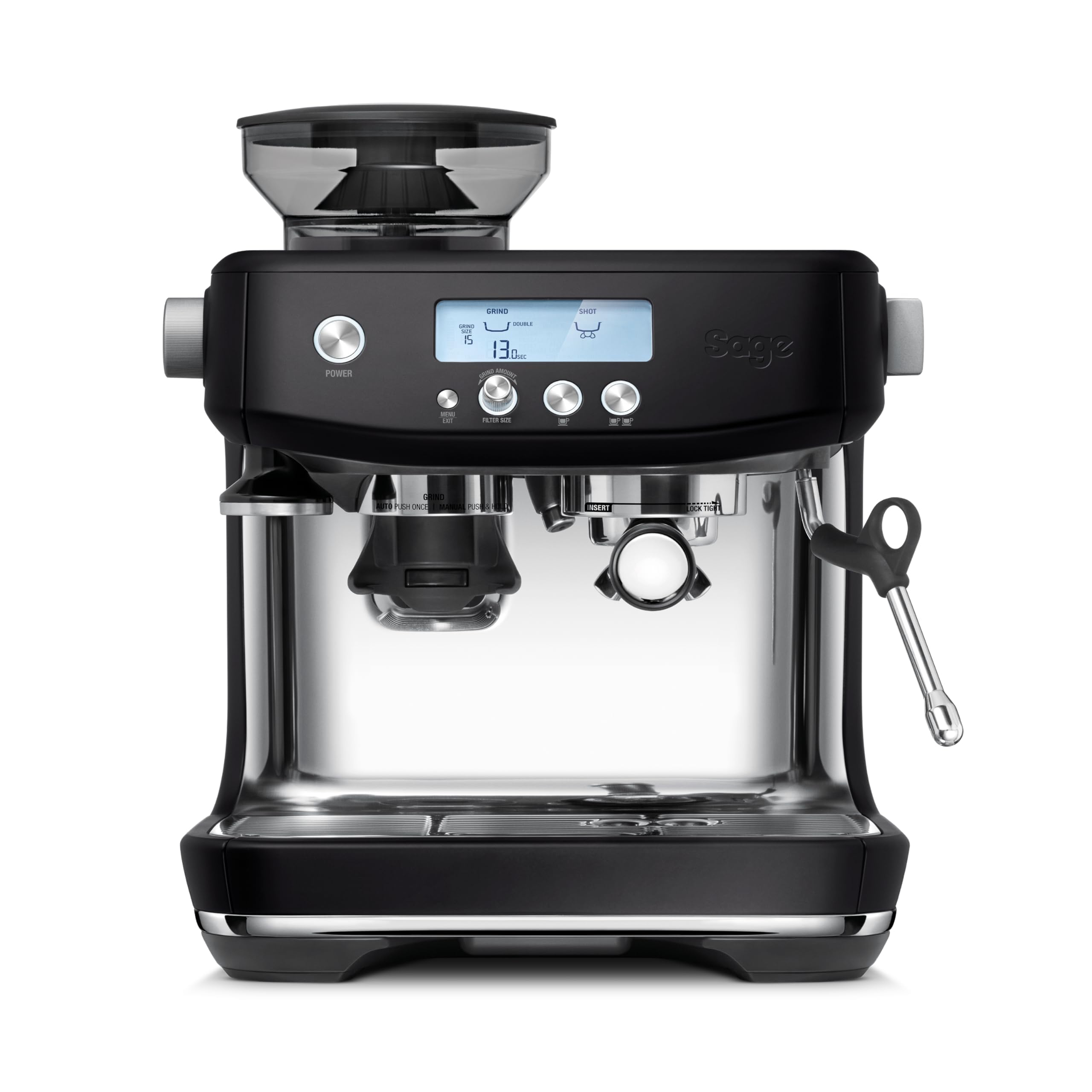 Sage - The Barista Pro, Bean to Cup Coffee Machine with Grinder and Milk Frother, Black Truffle
