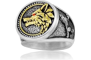 HJ HUAJ Stainless Steel Cool Skull Rings Gothic Death Skull Skeleton Cocktail Party Biker Statement Retro Vintage Ring