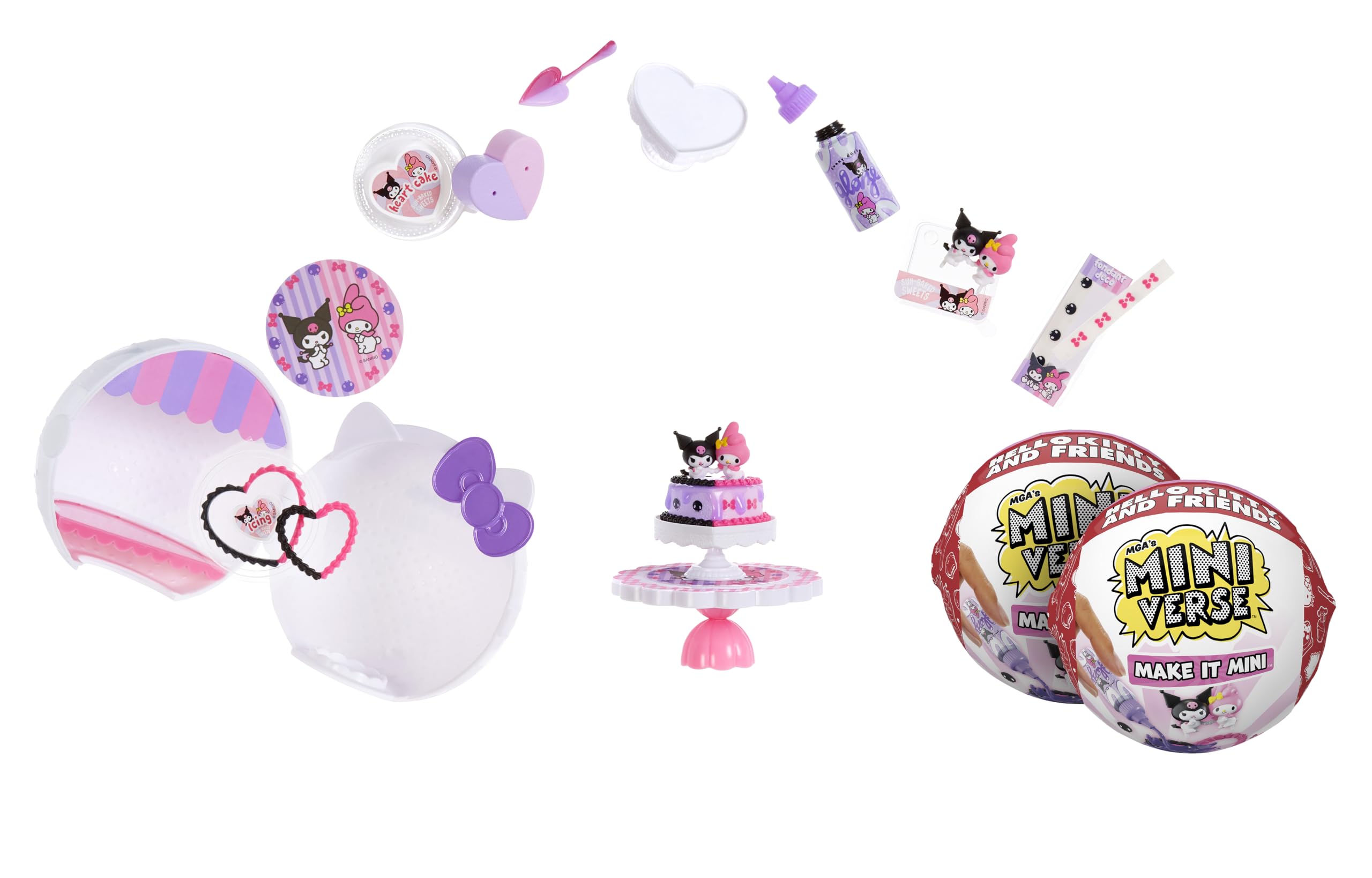 MGA's Miniverse Make It Mini Hello Kitty and Friends Series 2 (2 Pack) Mini Collectibles, Sanrio, Mystery Packaging, DIY, Crafts, Resin Play, Replica Food, Plants, NOT Edible, 8+