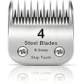 DODAER 4 Skip Tooth Detachable Pet Dog Grooming Steel Blades,Compatible with Andis,Oster A5,Wahl KM10 Series Clippers,Cut Length 3/8-Inch (9.5mm)，1 Pack