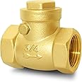 3/4" NPT Horizontal Check Valve, Brass Non Return Swing Check Valve to Prevent Water Backflow, Level One Way Counterflow Valve to Prevent the Medium Backflow for Oil Water Gas Air（3/4", DN20）
