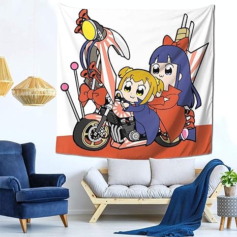 Amazon Co Jp ポプテピピック1 タペストリー おしゃれ シンプル 可愛い 多機能 リビングルーム ベッドルーム 窓 部屋飾り 個性ギフト ホーム装飾 プレゼント 贈り物 ホーム キッチン