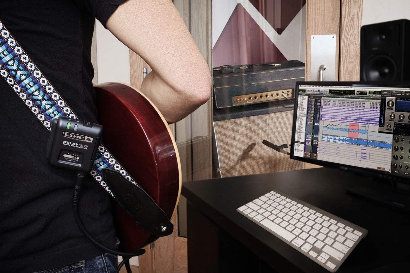 Line 6 Relay G30 Wireless Guitar System Bundle with DC-1g Power Supply, Blucoil 10-FT Straight Instrument Cable (1/4in), and 4-Pack of Celluloid Guitar Picks: Home Audio & Theater