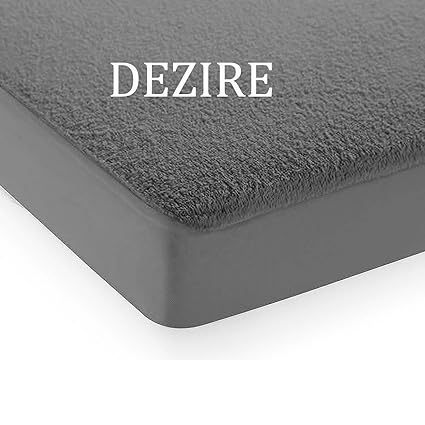 Dezire 6 by 6 King Size Elastic Fitted Waterproof Terrycloth Double Bed Cover Mattress Protector (Grey, 72x72-inches)