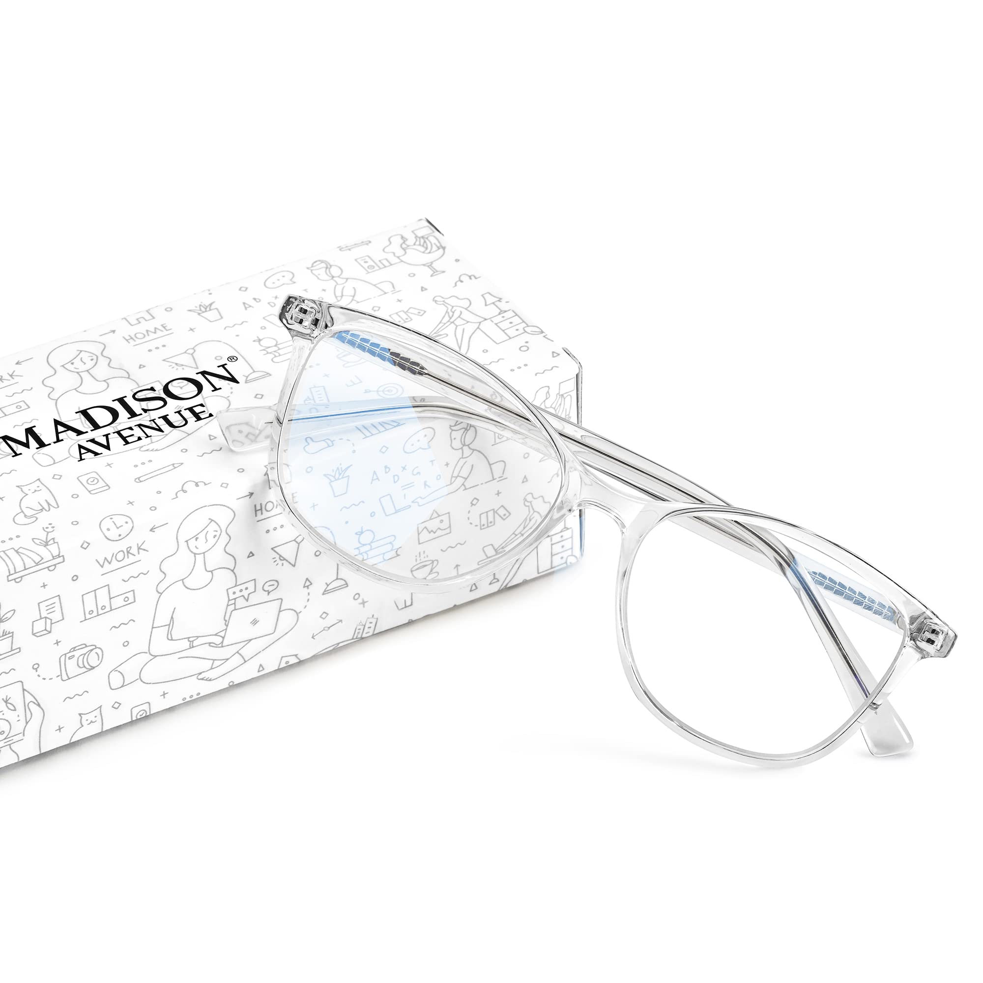 Photo 1 of Madison Avenue Blue Light Blocking Glasses Anti Eyestrain UV Glare Blue Light Glasses for Women TV Phone Computer Gaming Eyeglasses (Clear)