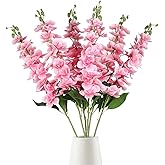 IPOPU Artificial Snapdragon Flowers,6PCS Pink Delphinium Flowers 33" Larkspur Artificial Flowers Long Stem Silk Flowers for Tall Vases Wedding Home Table Decor(Pink)