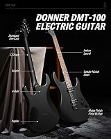 Donner DMT-100 Solid Body Electric Guitar Kit Black H H Pickups 39 Inch view 3