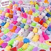LEEHUR 100PCS Kawaii Squishies, Mochi Squishy Toys for Kids Party Favors, Mini Stress Relief Squishy Fidget Toys for Classroom Prizes for Kids Party Favors Goodie Bags Stuffers with Storage Bag