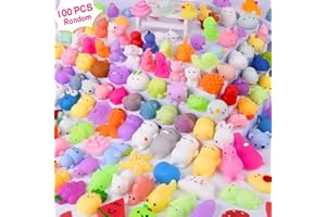 LEEHUR 100PCS Kawaii Squishies, Mochi Squishy Toys for Kids Party Favors, Mini Stress Relief Squishy Fidget Toys for Classroom Prizes for Kids Party Favors Goodie Bags Stuffers with Storage Bag