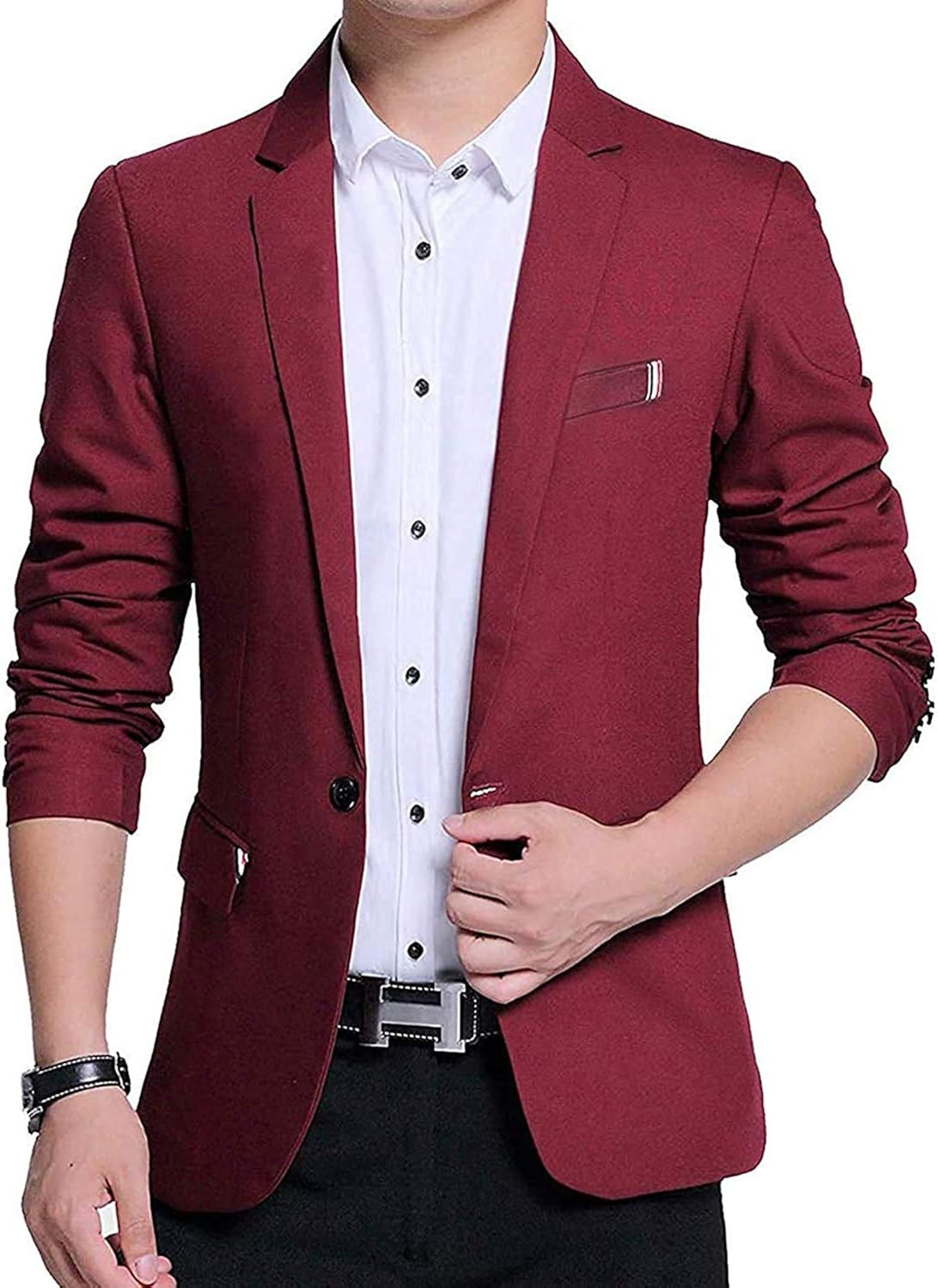GEEK LIGHTING Slim Fit Single One Button Blazer Jackets for Men at  Men’s Clothing store