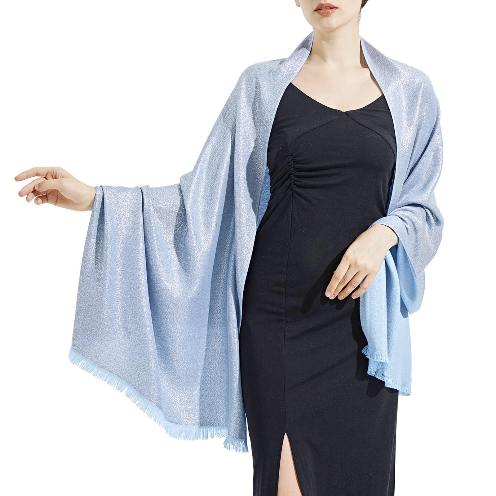 light blue shawl for dress Chiffon Shawl OS / ivory main image 1
