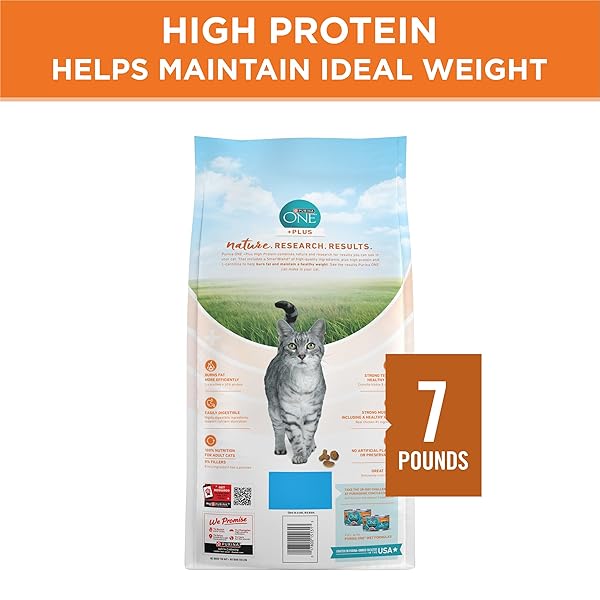 PURINA ONE HIGH PROTEIN, HEALTHY PLUS IDEAL WITH CHICKEN DRY CAT FOOD CONTROL FORMULA – 7 LB. BAG