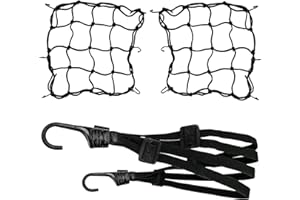 HOAOH 3 Pack Motorcycle Net - 2 Pack Heavy Duty 40cm Elastic Luggage Cargo Net+ 23.6 inch / 60cm Helmet Net for Motorcycle and Bike