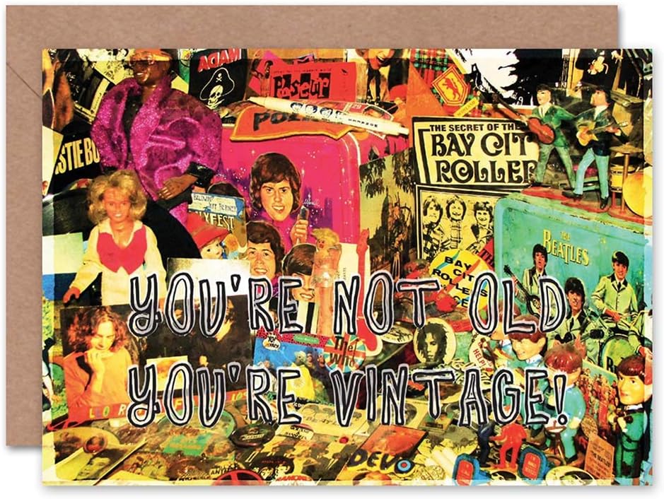 Wee Blue Coo RETRO VINTAGE COLLAGE BIRTHDAY 1960's ART GREETINGS GREETING CARD GIFT, 12.5 x 17.5 cm
