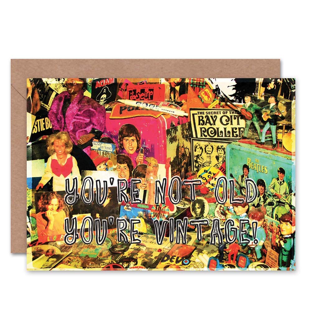 Wee Blue Coo RETRO VINTAGE COLLAGE BIRTHDAY 1960's ART GREETINGS GREETING CARD GIFT