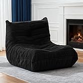 Bean Bag Chair for Adults, Giant Bean Bag Sofa Oversized Beanbag Chairs, Fireside Bean Bag Couch with High Density Sponge Filled Large Bean Bags Chair for Apartment Living Room Bedroom, Black