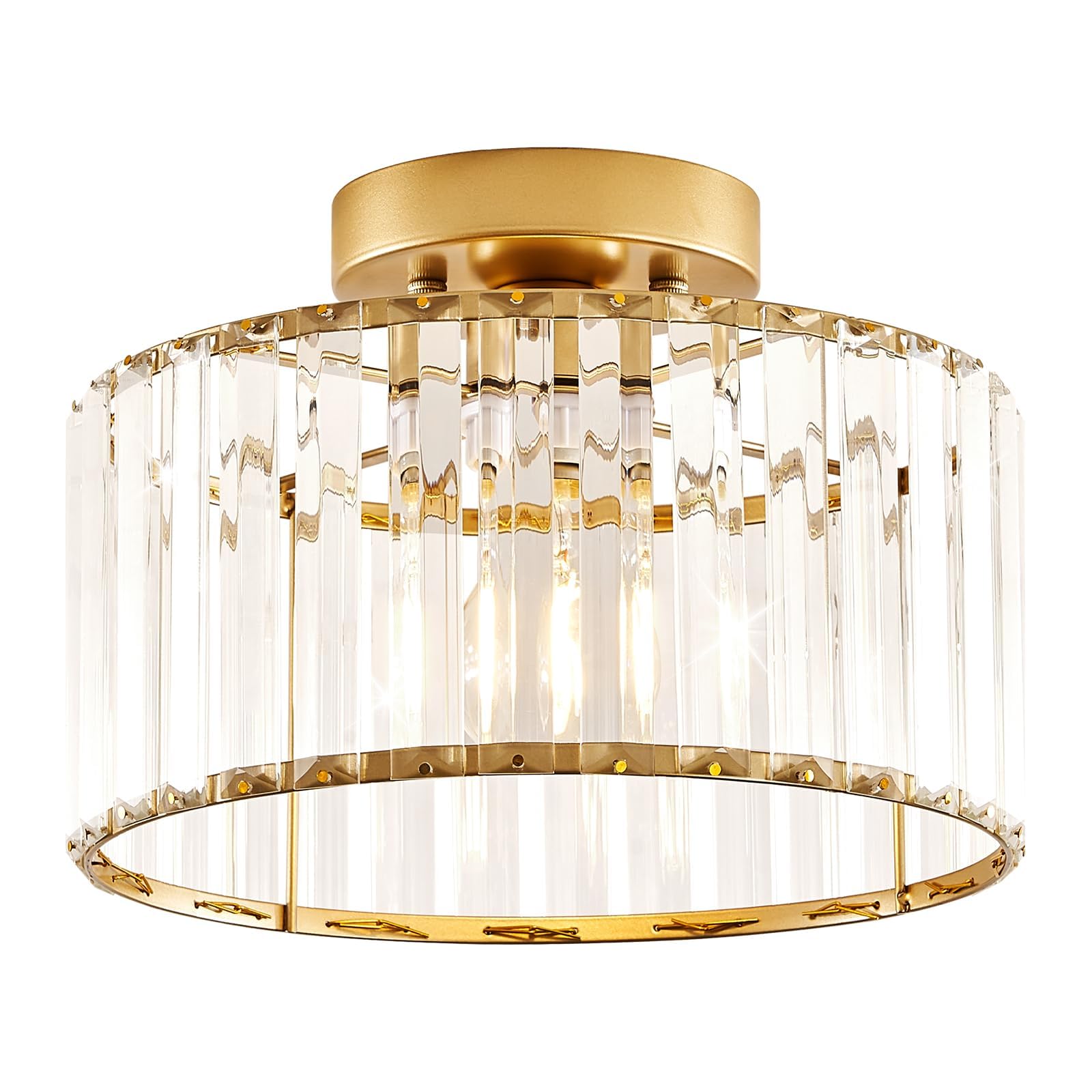 VIOLOEMI Crystal Gold Semi Flush Mount Ceiling Light Modern Hallway ...