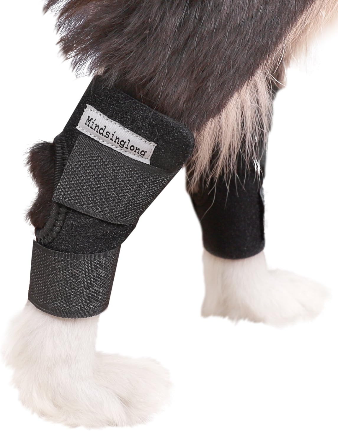 Mindsinglong Dog Rear Leg Wrap, Canine Protect Wrap Hock Wrap Sleeve Prevents Injuries and Sprains and Provides Stability Caused by Arthritis(1 Pair for Both Rear Legs)