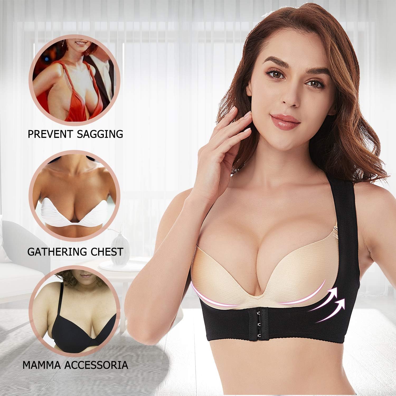 Werena Chest Brace Up for Women Posture Corrector Shapewear Tops Back Brace Support Bra Shaper X-Strap Vest at  Women’s Clothing store