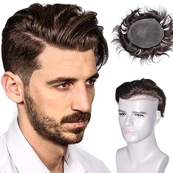 Amazon Com Full French Lace Human Hair Toupee For Men Soft Wigs