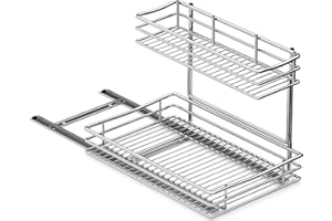 Pull Out Cabinet Organizer, 2 Tier Under Sink Organizers and Storage, Multi Purpose Sliding Cabinet Basket Organizer for Bath