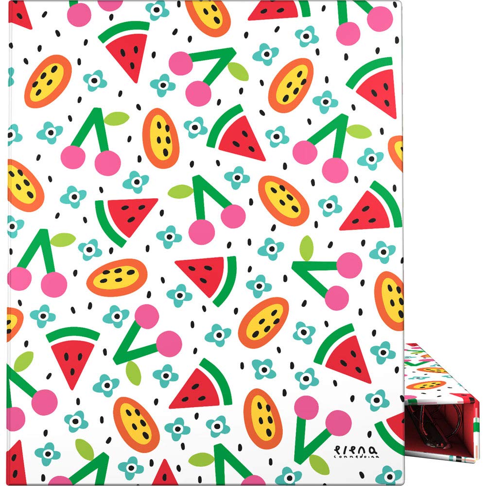 Grafoplás 88141970 Ring Binder, A4 Size, 4 Mixed Rings 25 mm, Elena Sliding Fruit Design