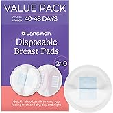 Lansinoh Stay Dry Disposable Nursing Pads, Soft and Super Absorbent Breast Pads, Breastfeeding Essentials for Moms, 240 Count